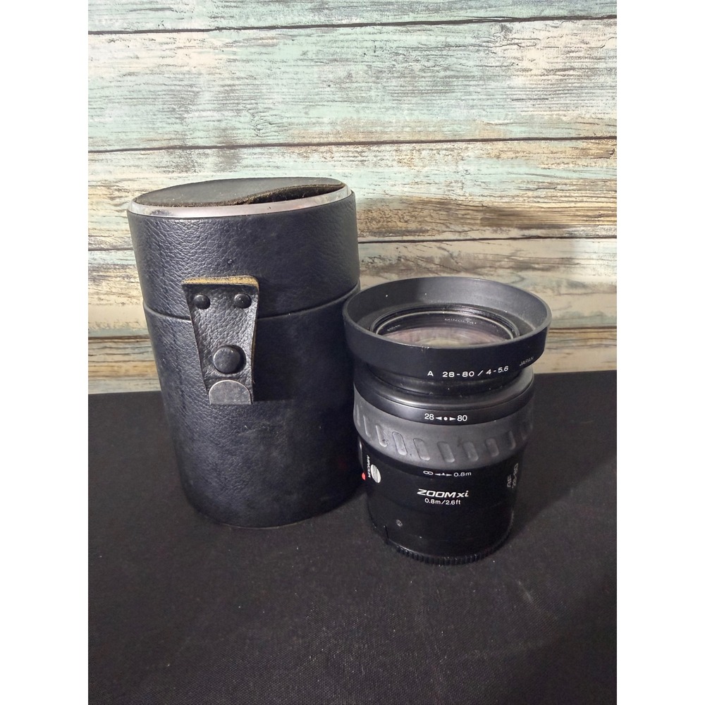 Minolta Maxxum AF Zoom xi 28-80mm f/4-5.6 Lens Black Good Power Zoom Japan Case